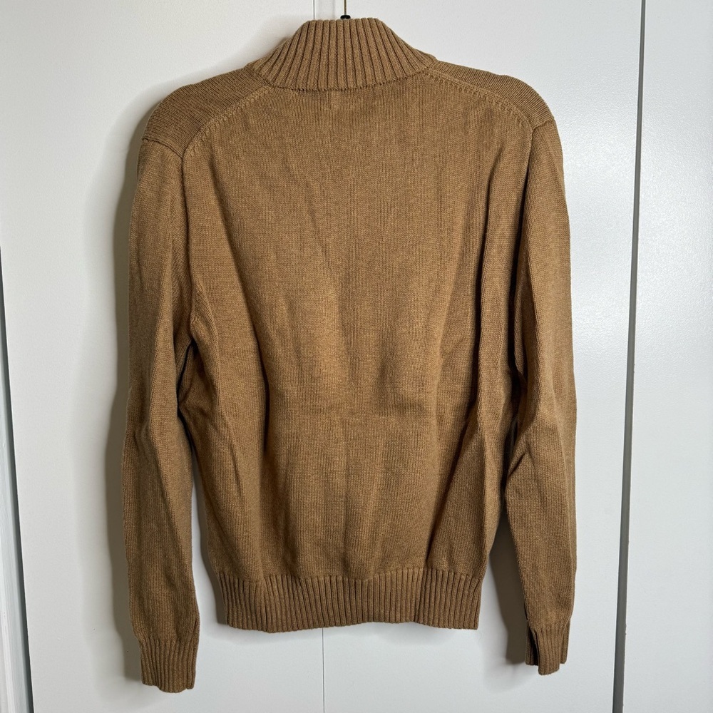 Polo by Ralph Lauren Men's Tan quarter zip sweater - 100% cotton - Medium - Picture 2 of 5